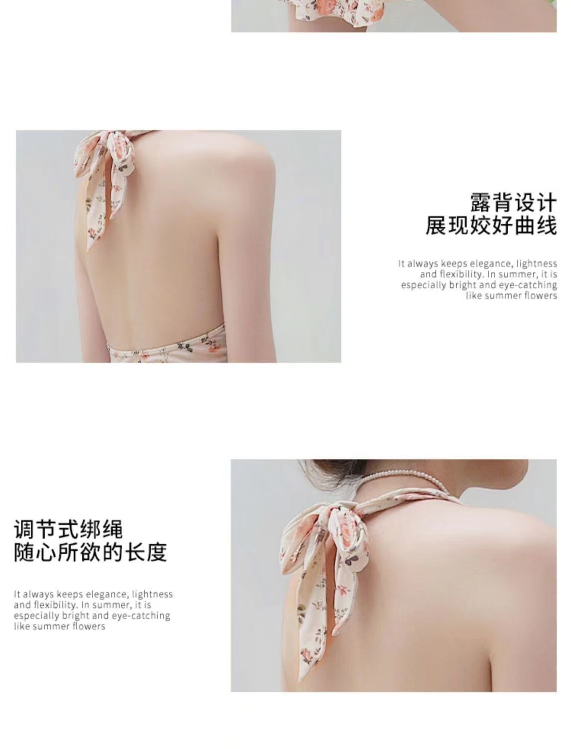 Swimsuit women, conservative one-piece sexy, hot spring Internet celebrity style, high-end look, floral print, slimming, concealing flesh, small breasts, pure and alluring style pic 6