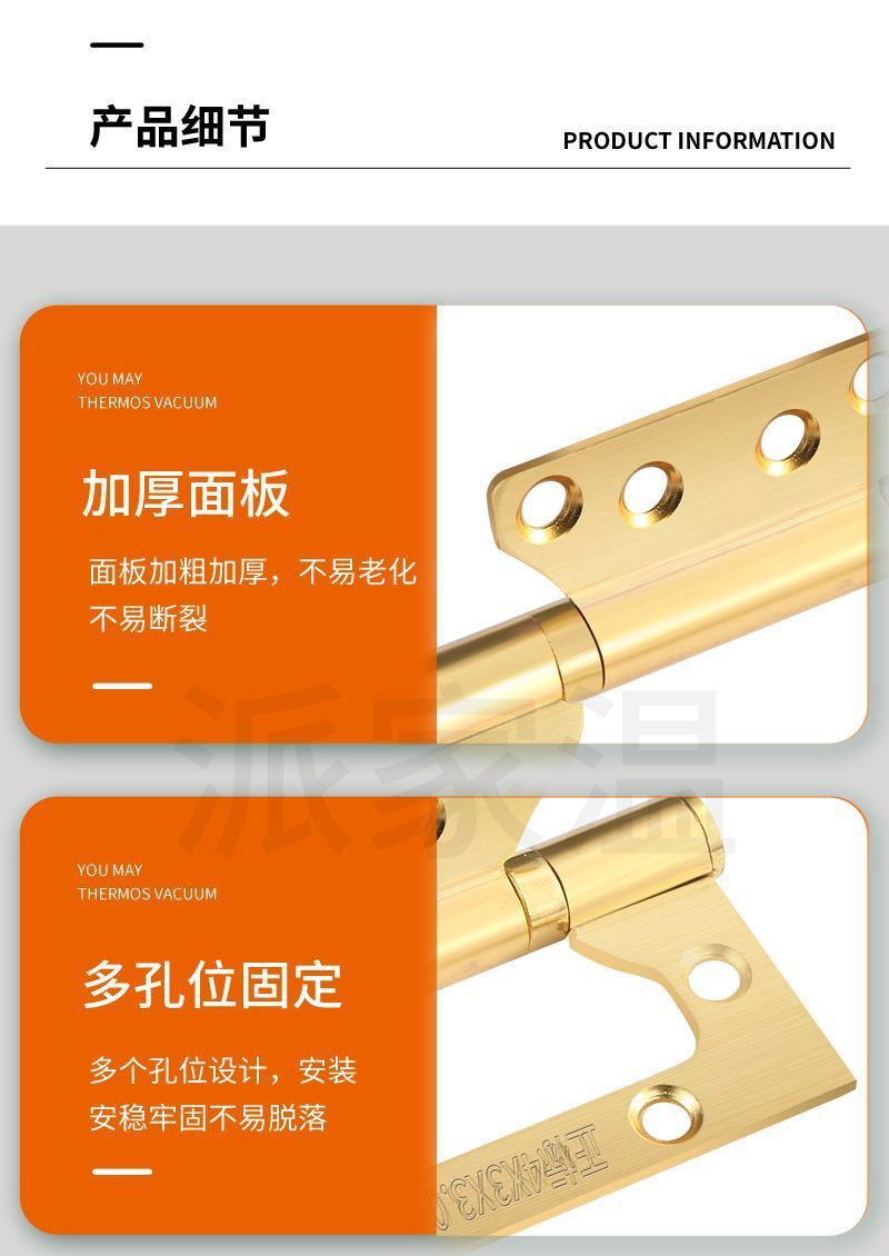 Set of hinge door, no need for slotting, 4-inch parent-child lotus leaf bedroom wooden door, golden three-in-one for bathroom pic 13