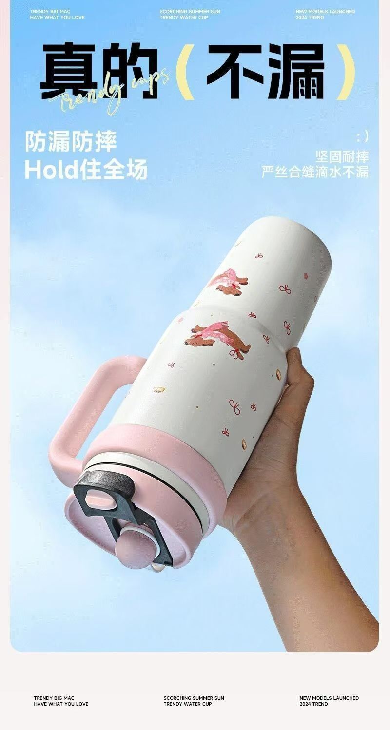 汽车杯保温杯316不锈钢杯子大容量冰霸杯加厚吸管杯 可爱家用水杯详情8