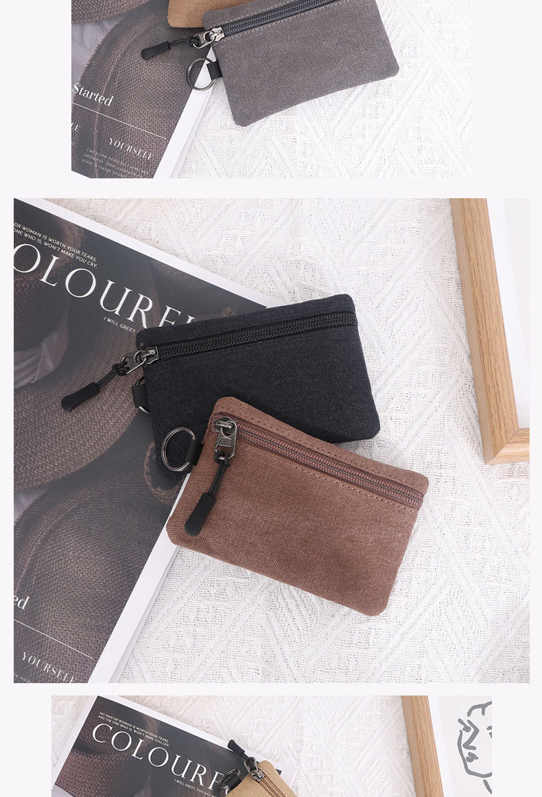 帆布小钱包零钱包便携小包挂绳挂扣女士钱包硬币钥匙卡包收纳包详情13