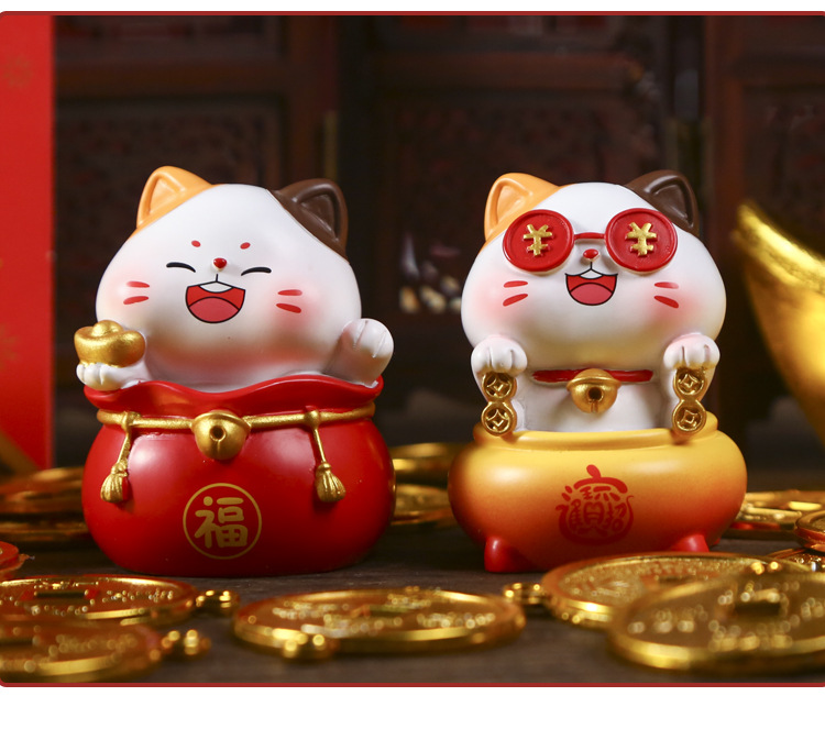 太阳能招财猫摆件醒狮招手兔子塑料儿童水杯详情12