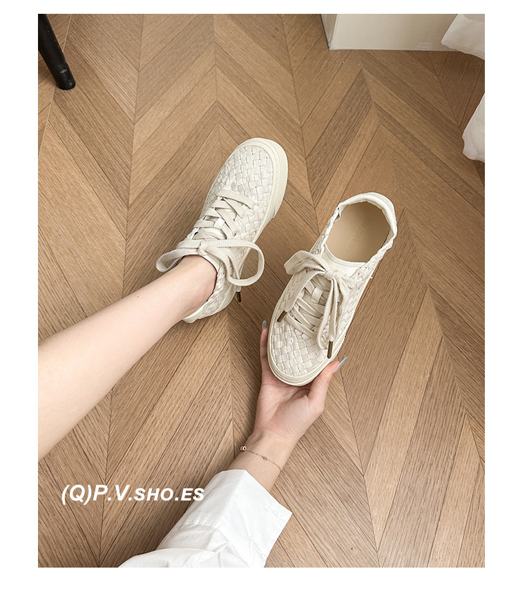 2024秋款！小众设计编织板鞋男女春秋透气休帆布鞋平底大码休闲鞋详情16