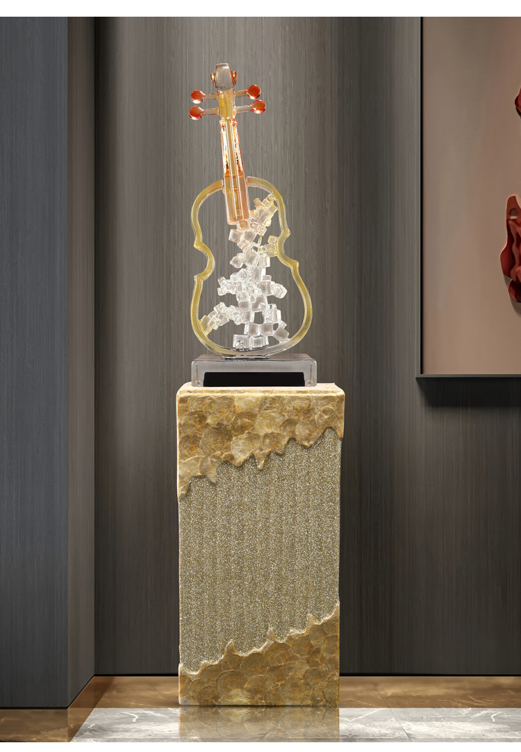 2025 Art violin ornaments, high-end living room floor, light luxury, high-end entrance, TV cabinet, wine cabinet, model room, soft decoration, resin handicrafts, Indian resin handicrafts, ornaments, micro-landscape, shell resin pic 4