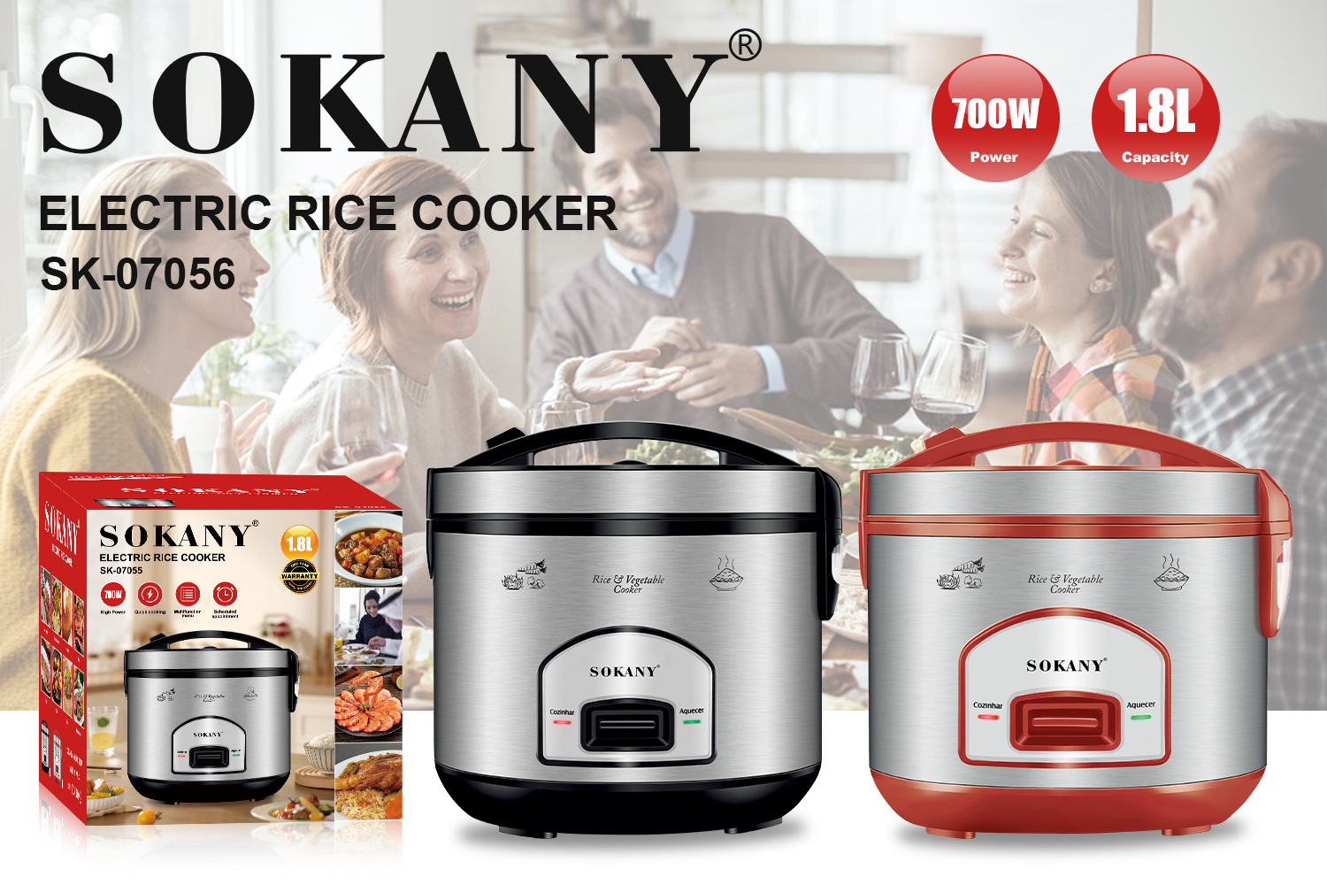 Export SOKANY07056 RICE COOKER 1.8L Rice cooker 700W Metal ELECTRIC RICE COOKER pic 4