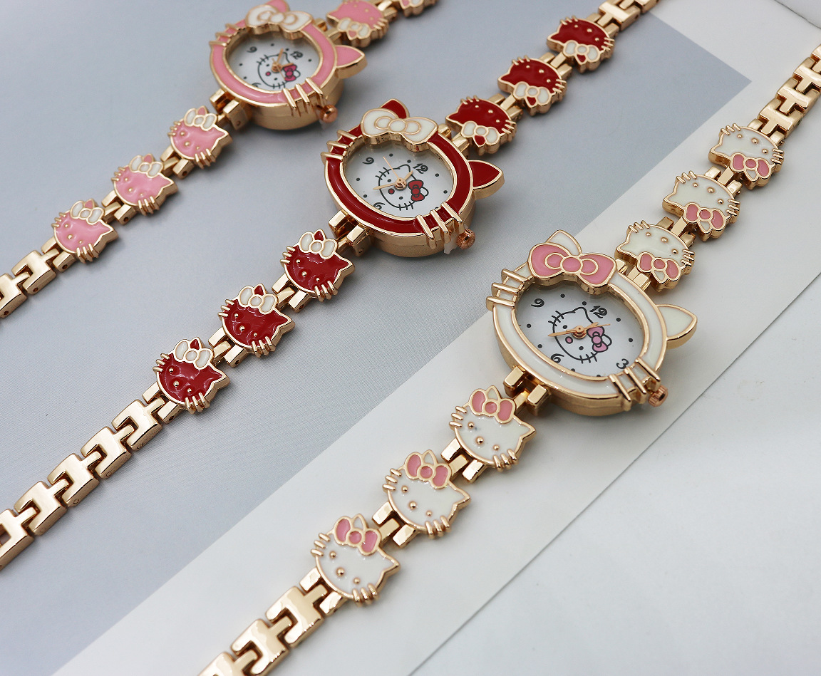 时尚KT猫卡通手表女学生手表儿童可爱手表手链表现货批发厂家热销详情2
