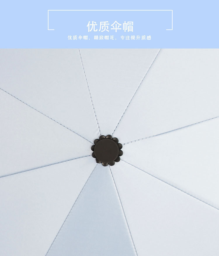 Automatic umbrella, Korean girl UV folding umbrella, sun protection umbrella, parasol, sunshade umbrella, unisplendable black rubber umbrella, fixed logo pic 9