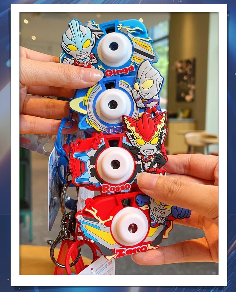 Ultraman projection camera keychain pendant, creative and cute student schoolbag small pendant, car key chain pic 15