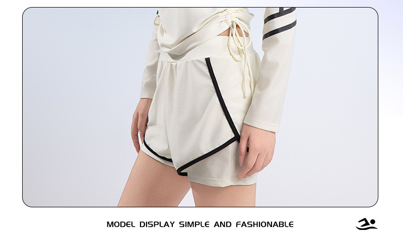 The new two-piece swimsuit for women is conservative. It dries quickly, slimming and concealing the belly. It is a long-sleeved sports swimming suit specially designed for swimming pools to hide flesh pic 15