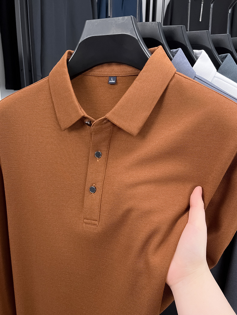 桑蚕丝羊毛长袖polo衫男2025春季新款7A抗菌翻领休闲纯色男士t恤详情32