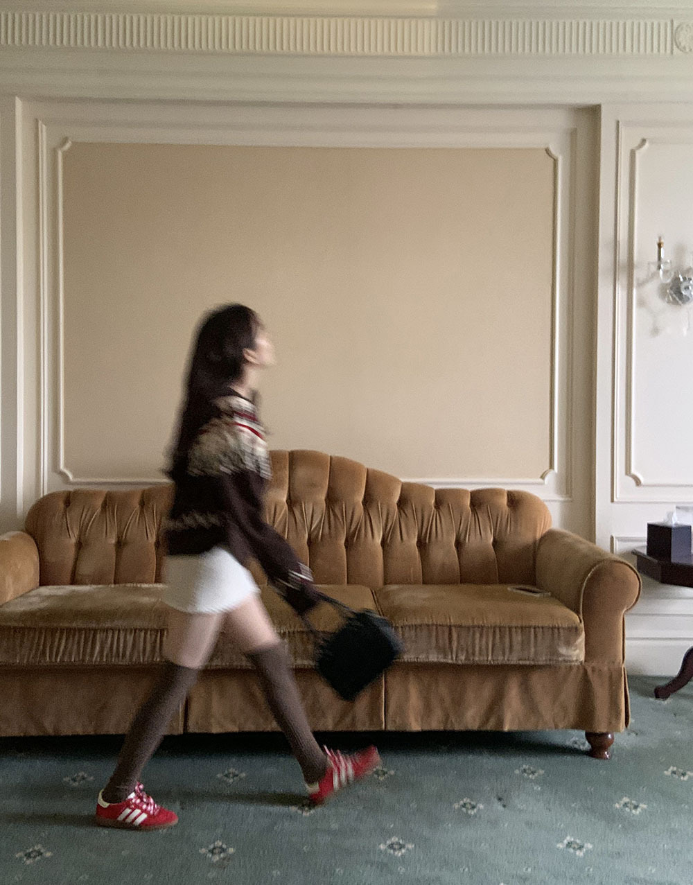 费尔岛复古美式少女撞色波普提花单排扣针织开衫厚实保暖毛衣外套详情40