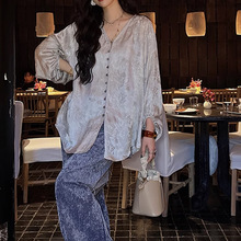 In-stock 0wis raindrop linen and floral patterned French raindrop linen printed floral casual trousers, slimming and versatile pic 16