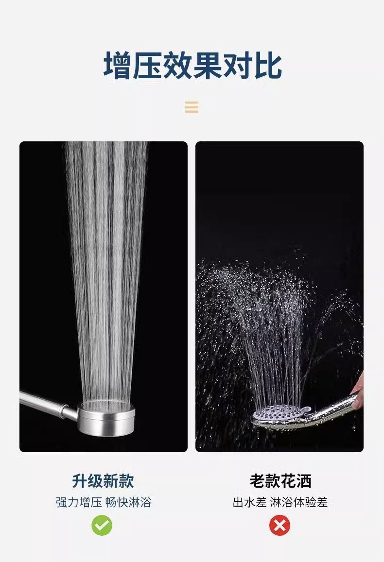 German 304 stainless steel pressurized showerhead with large water output for shower and bath, household bathroom hose set 1 pic 7
