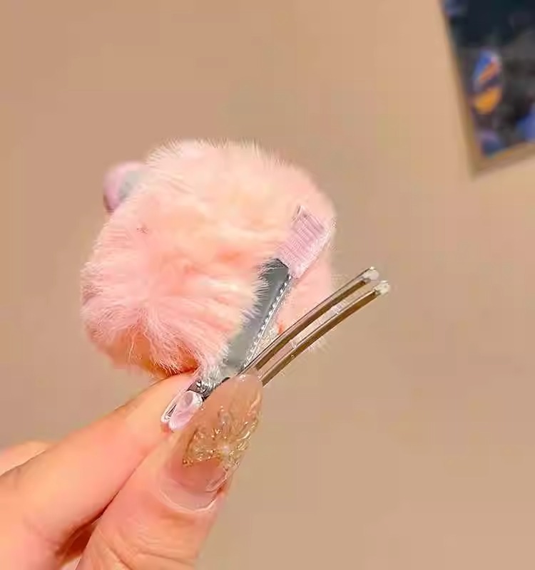 可爱毛球发夹大眼睛丑萌娃娃煤球头饰女童卡通搞怪个性鸭嘴夹详情2