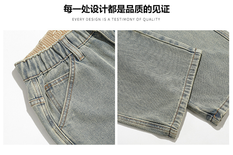 春夏新款牛仔裤男美式直筒牛仔裤男微叭阔腿黄泥复古胖子牛仔裤男详情14