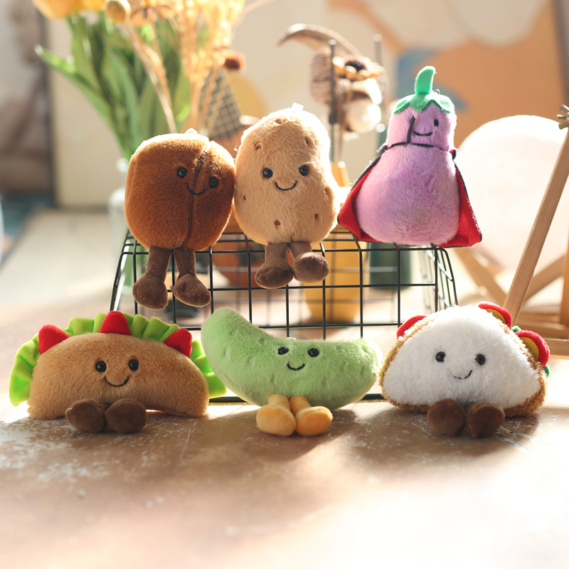 Cute and adorable sandwich food toy pendant, plush toy doll, hamburger eggplant bag, hanging decoration, keychain doll pic 2