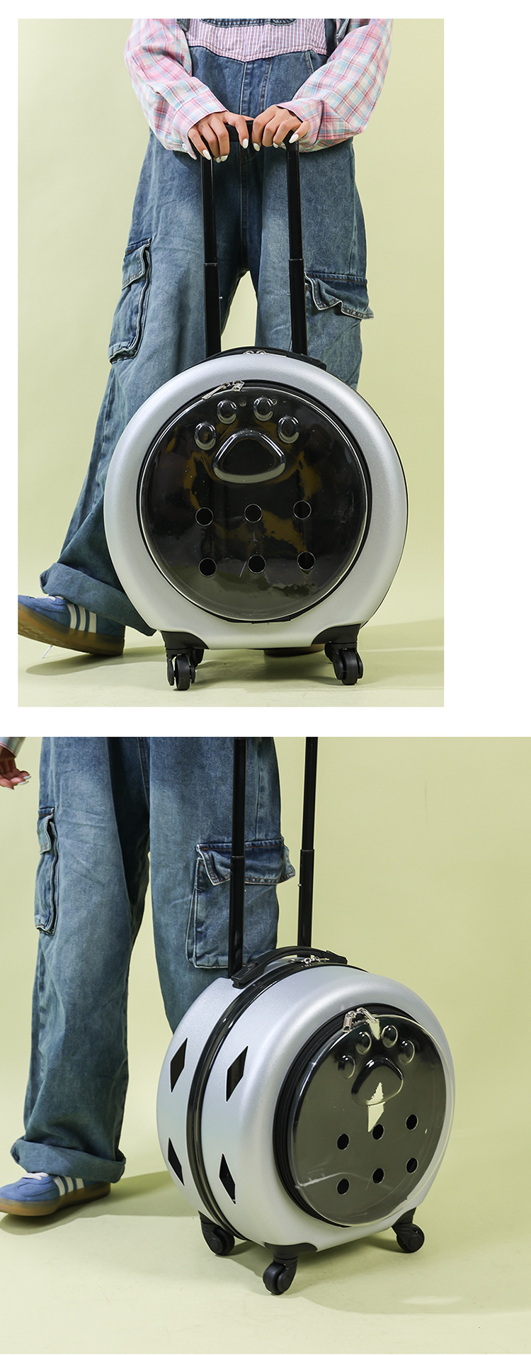 Pet trolley case, cat bag, portable trolley for going out, space capsule, transparent cat suitcase, cat trolley case pic 20