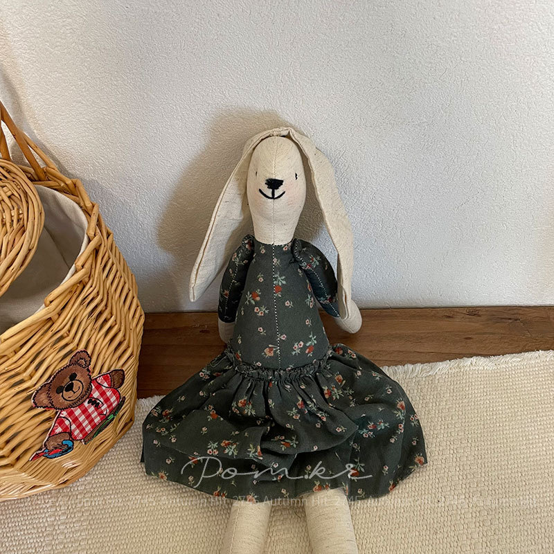 新款韩系碎花裙兔兔手工棉麻儿童安抚玩具ins居家摆件生日礼物女详情6