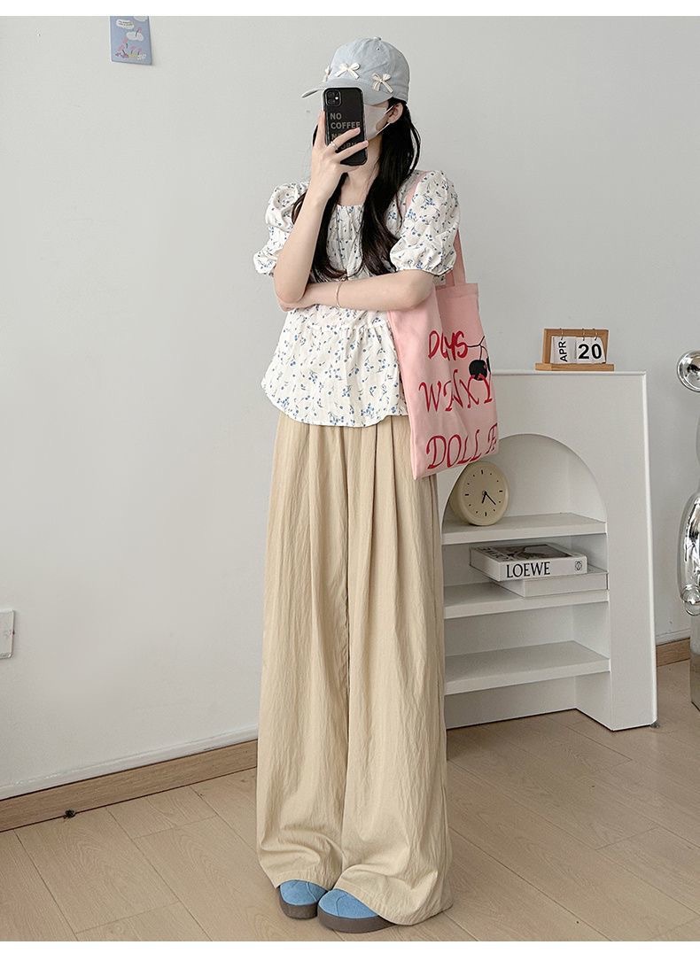 升级不缩水欧若风肌理感山本裤女春夏高腰垂感显瘦百搭休闲裤直筒详情22