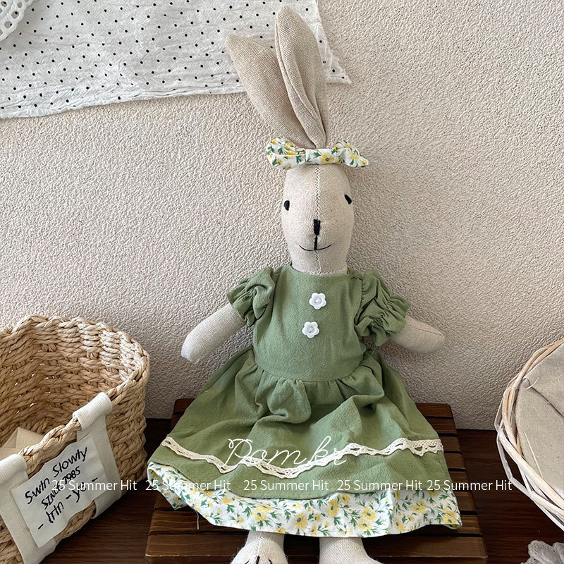 新款韩系碎花裙兔兔玩偶手工布艺长耳兔摆件礼物儿童安抚玩具饰品详情9