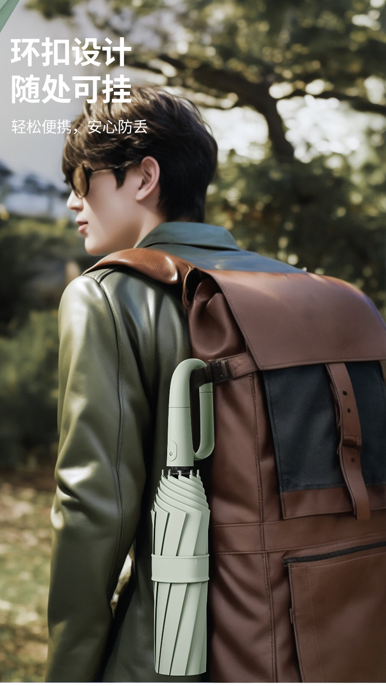 全自动60骨环扣雨伞批发定制晴雨两用遮阳伞防晒折叠伞商务太阳伞详情7