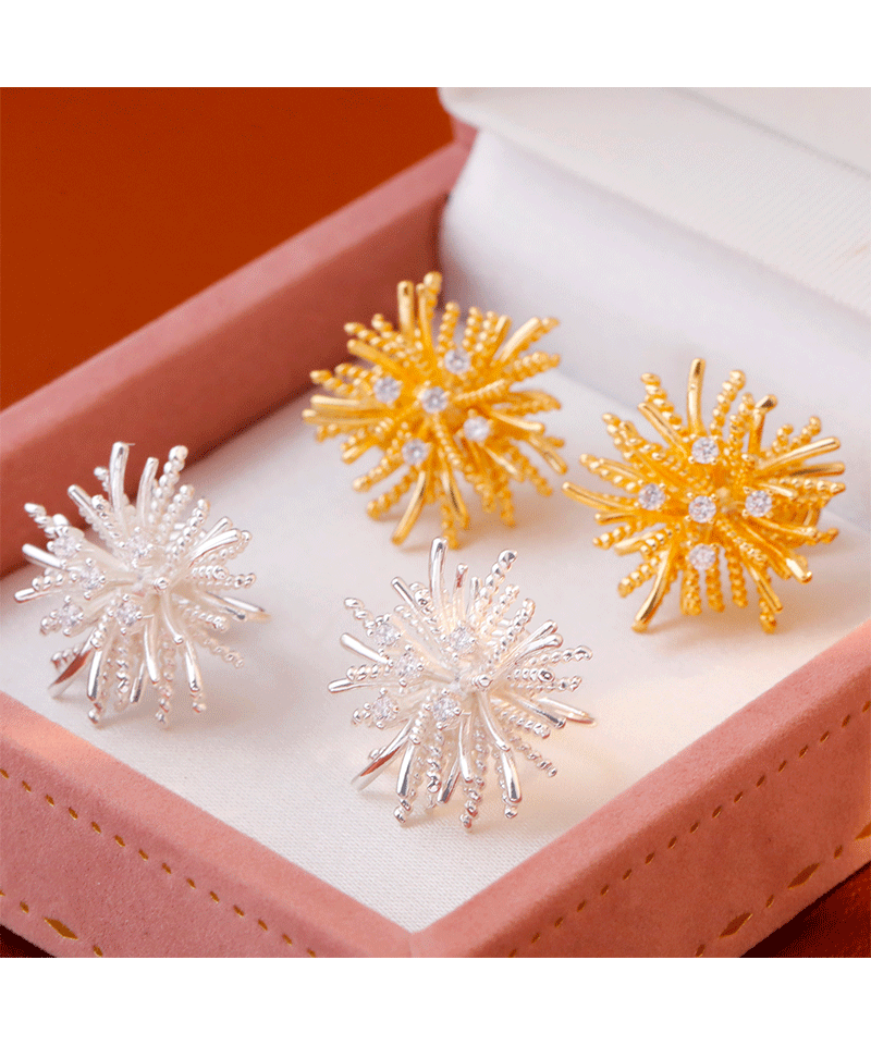 Hyacinth mosquito-repellent incense plate ear clip, brilliant fireworks earrings, women 2025, fashionable and elegant, internet-famous, super Sparkling Zircon earrings pic 2