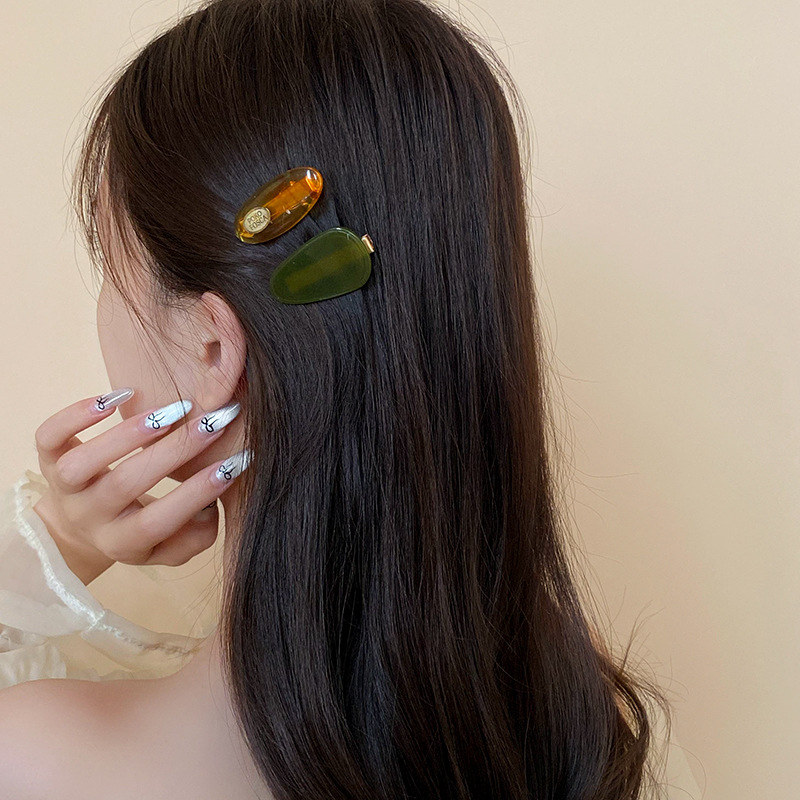 韩国东大门水滴树脂发夹气质时尚百搭鸭嘴夹简约高级感发饰批发女详情1