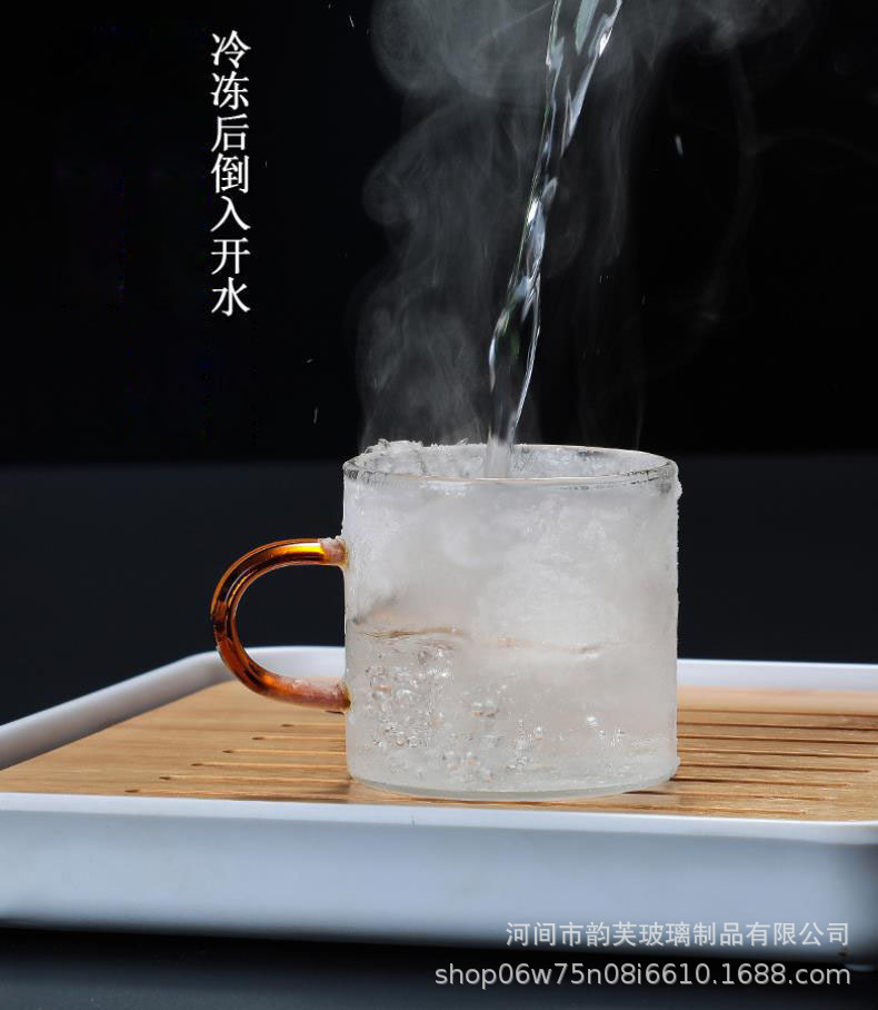 办公室高硼硅玻璃花茶小茶杯 彩色把手透明玻璃品茗杯品茶主人杯详情4