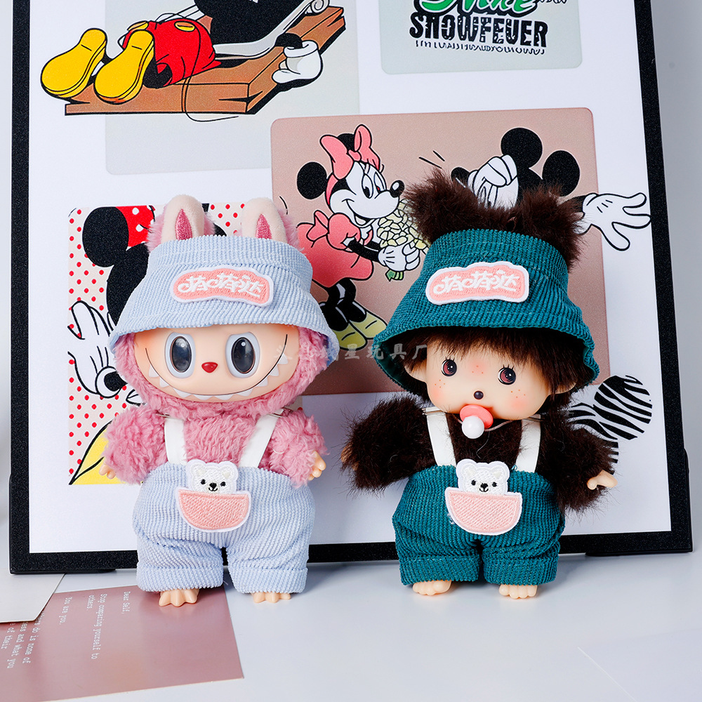 New labub baby clothes, cute hat, cartoon overalls, two-piece set, Mengqiqi KT cat doll for replacement pic 7