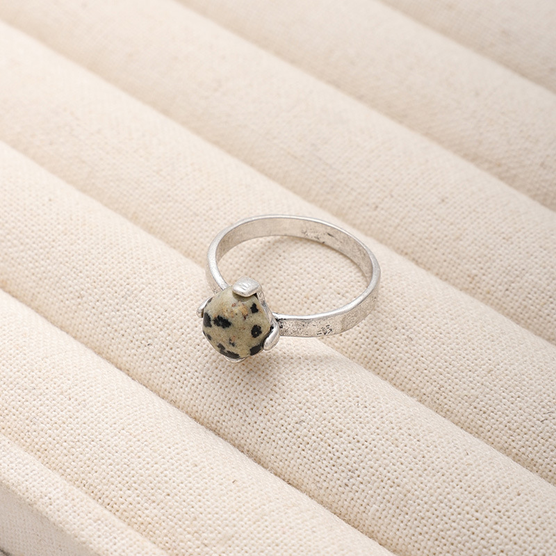韩系小众设计mars手工复古做旧天然斑点石戒指简约百搭叠戴奶牛戒详情11