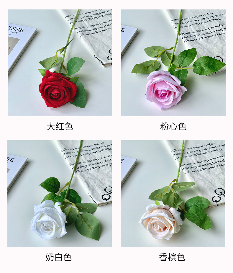 绒布珍珠瀑布玫瑰花仿真花婚礼情人节玫瑰花墙家居装饰假花花艺详情5