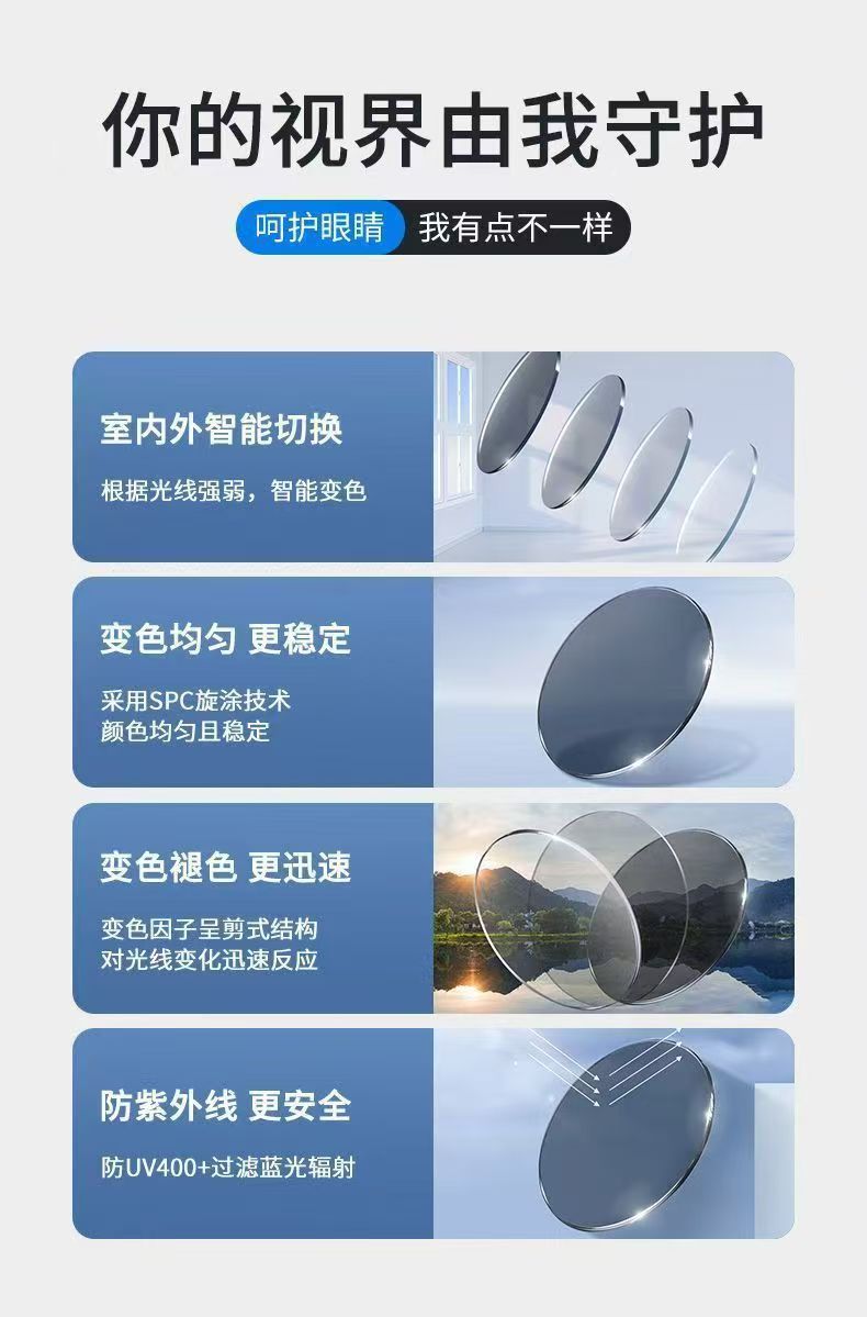 Photosensitive color-changing reading glasses are fashionable for the elderly, making them look young. They are dual-purpose high-definition eye-protecting and anti-blue light reading glasses pic 2