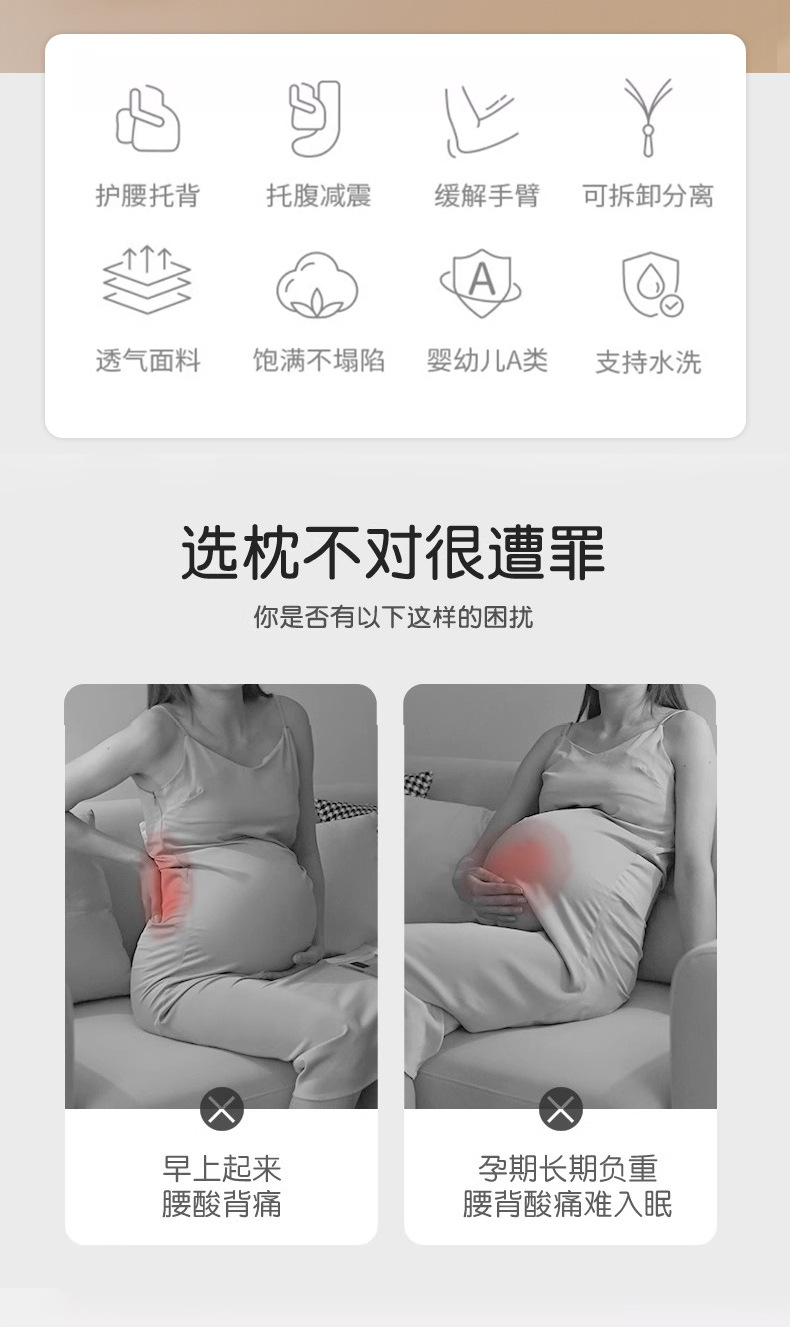 孕妇枕头护腰侧睡枕多功能托腹U型枕孕妇睡觉侧卧枕孕期用品详情4