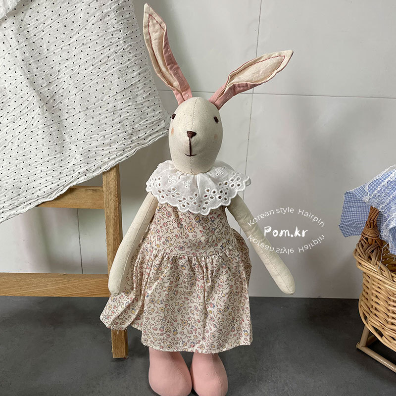 新款韩系可爱站立兔兔玩偶手工穿衣棉麻居家摆件儿童安抚玩偶礼物详情10