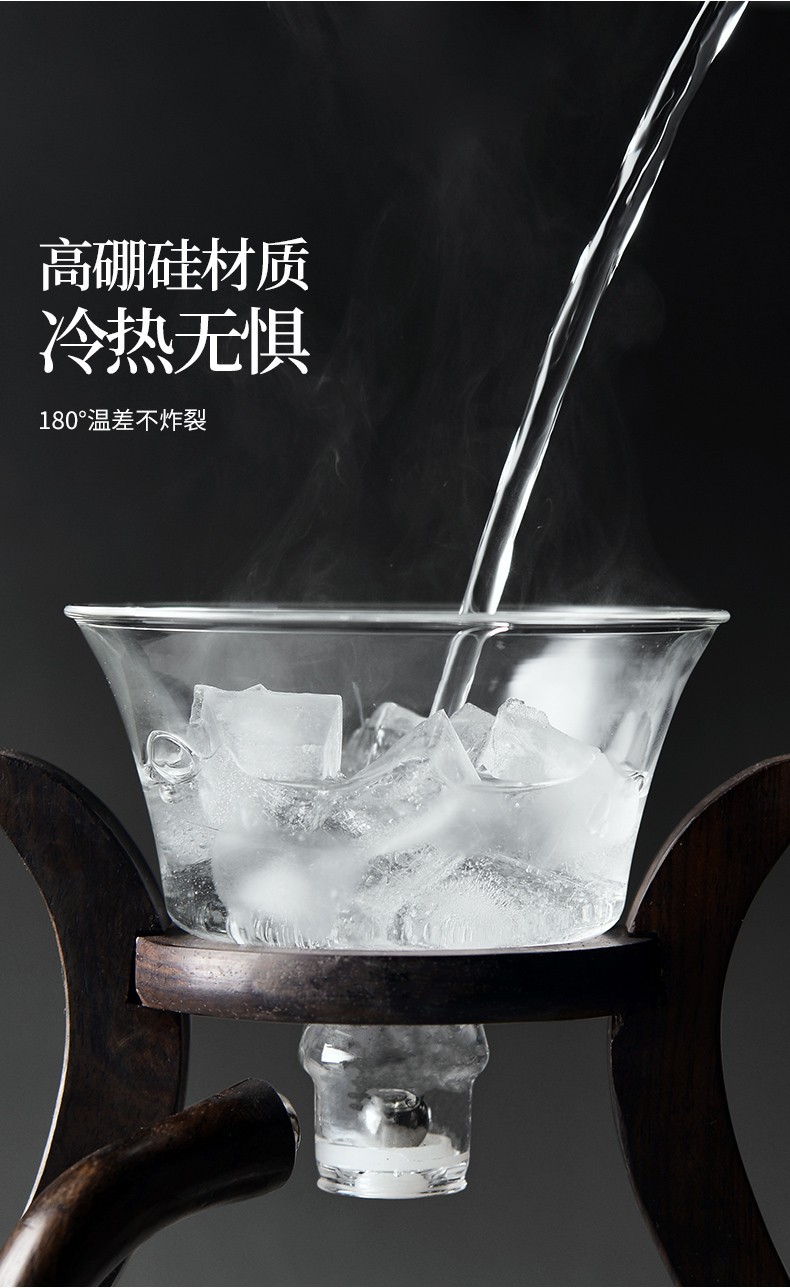 Lazy person semi-automatic palace lantern tea set, glass Japanese tea brewer, magnetic household Gongfu tea brewing set gift box pic 7