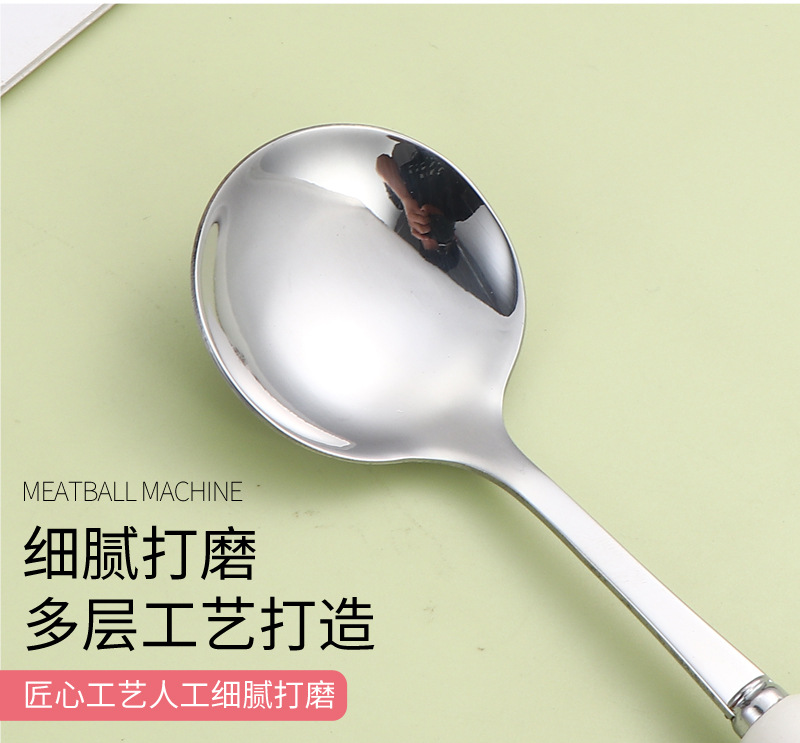 陶瓷柄不锈钢勺叉筷子 高颜值卡通动物调羹学生长柄餐具套装可爱详情10