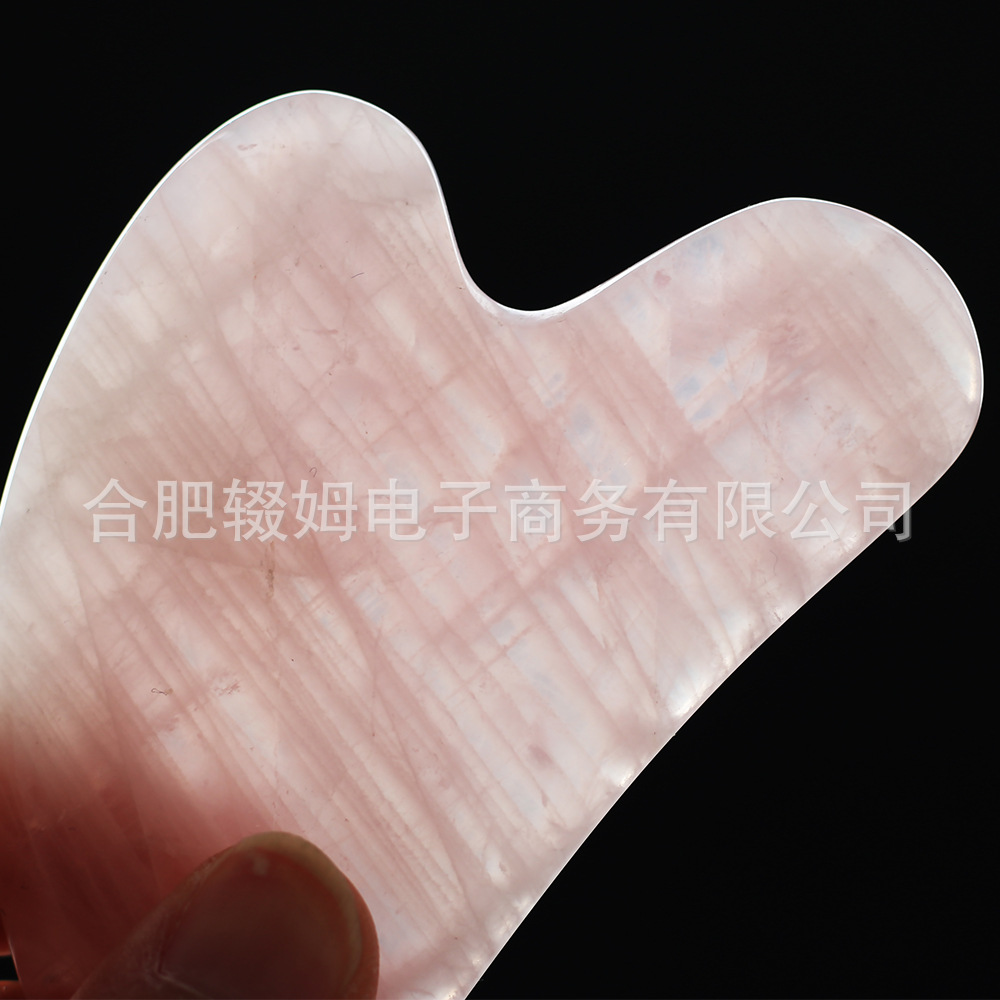 rose quartz粉晶玉石刮痧板粉晶心形玉石面部脸部全身按摩刮痧皮肤护理居家日用美容院用详情9