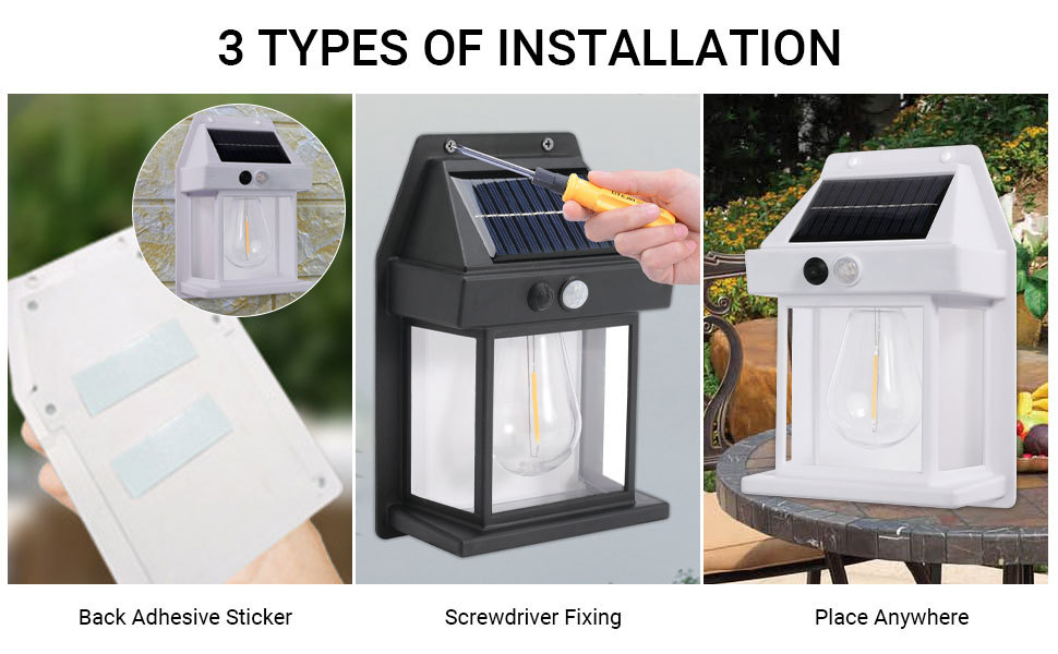 Solar-powered human body sensor wall lamps, outdoor waterproof LED lighting lamps, villa courtyard lamps, decorative tungsten filament night lights pic 6