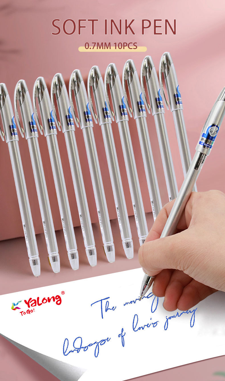 Yalong Cross-border hot-selling silver 0.7mm ballpoint pens, high-quality ballpoint pen promotional stationery pic 1