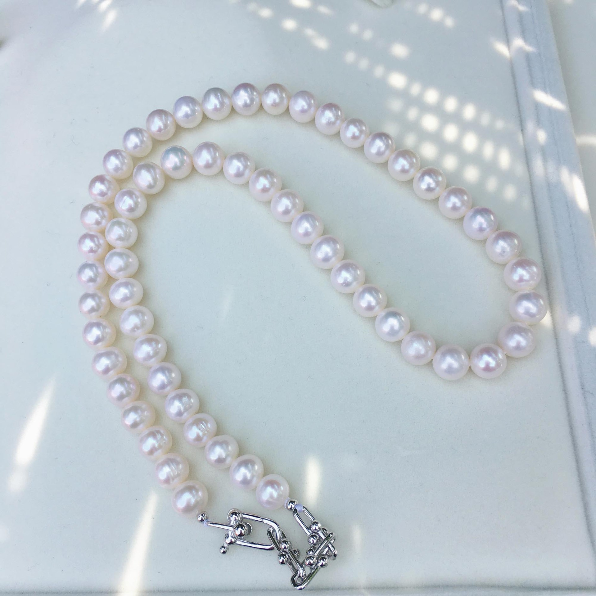 Retro plain chain collarbone chain tian Ran freshwater 7, 8, 9 round slightly flawed bright light pearl necklace finished product wholesale pic 28