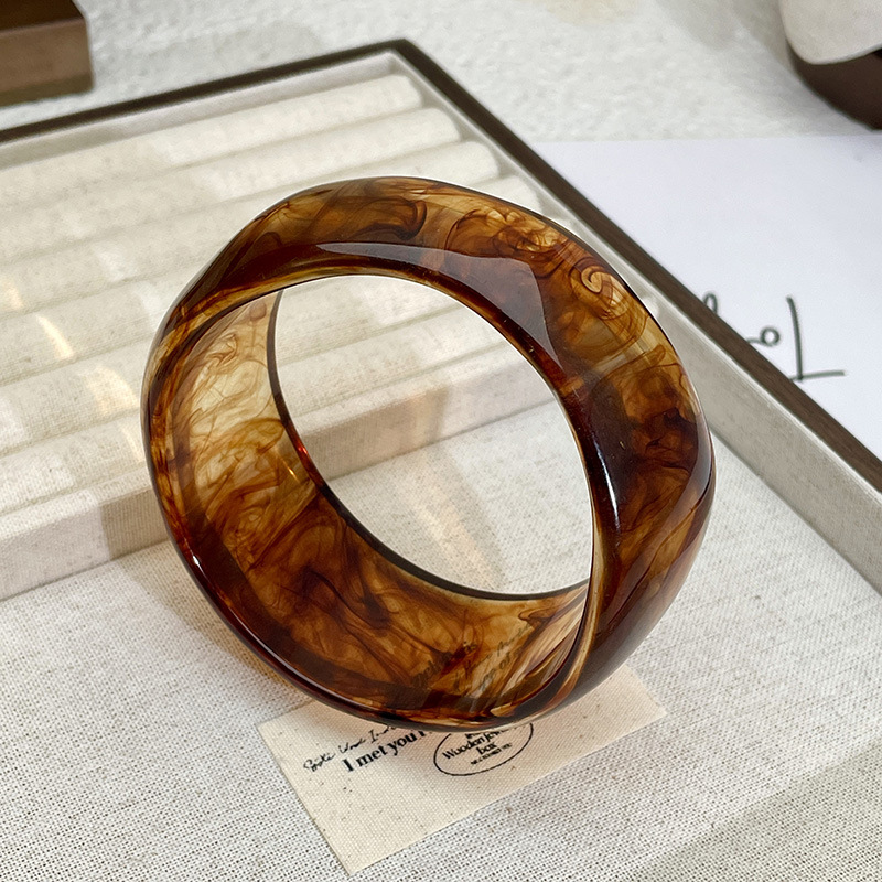 Acetic acid niche irregular acrylic wide-edge bracelet, a retro and high-end vintage bracelet with a unique design for women pic 16