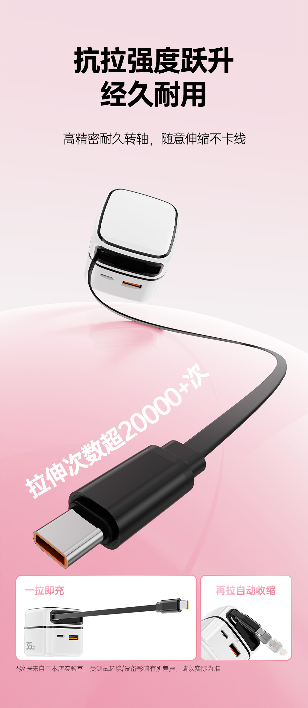 The 35W gallium nitride pull-out charger with A+C port fast PD charger is suitable for Apple and Huawei mobile phone chargers pic 13