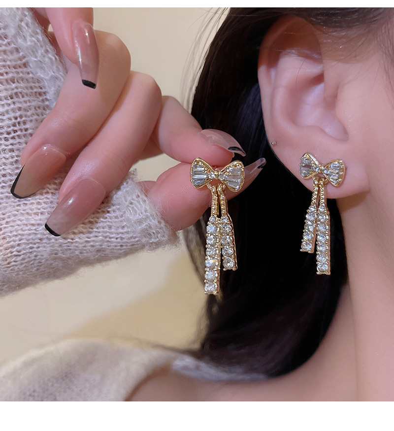 微镶蝴蝶结锆石水晶耳环时尚气质耳饰韩国新款潮设计感银针耳坠女详情20