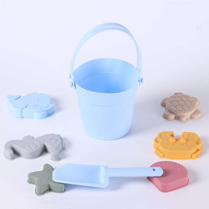 亚马逊爆款硅胶沙滩桶跨境海洋系列手提桶戏水亲子玩沙滩玩具套装详情8