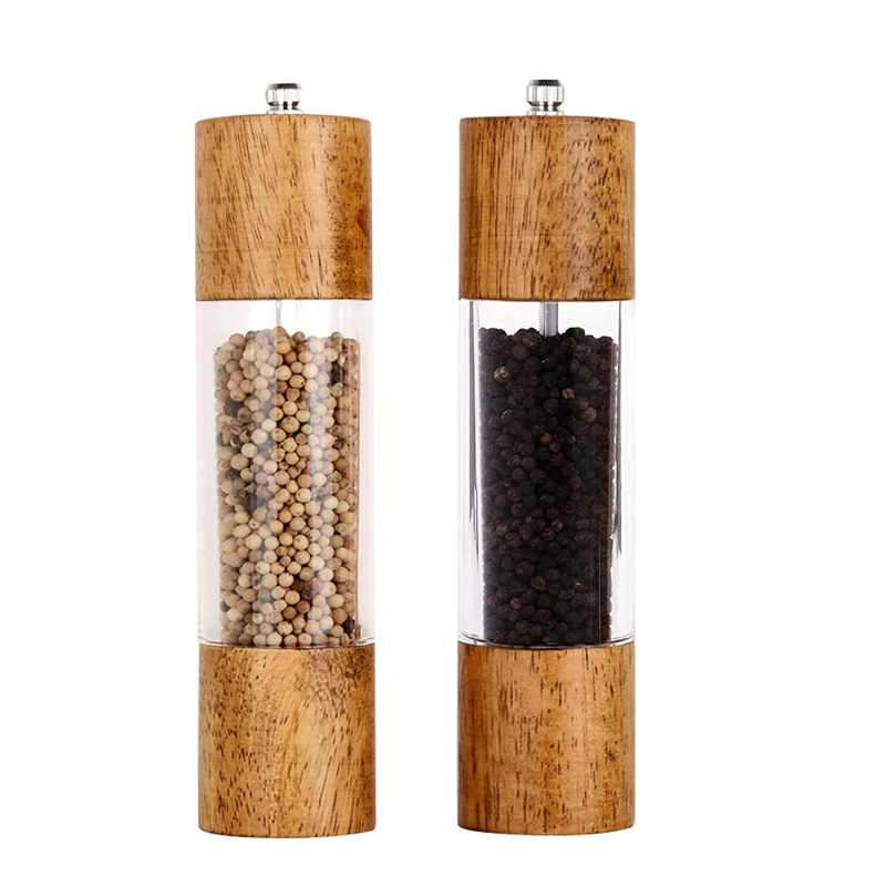 8寸橡木亚克力胡椒磨手动黑胡椒研磨器手动胡椒磨陶瓷芯研磨器详情2