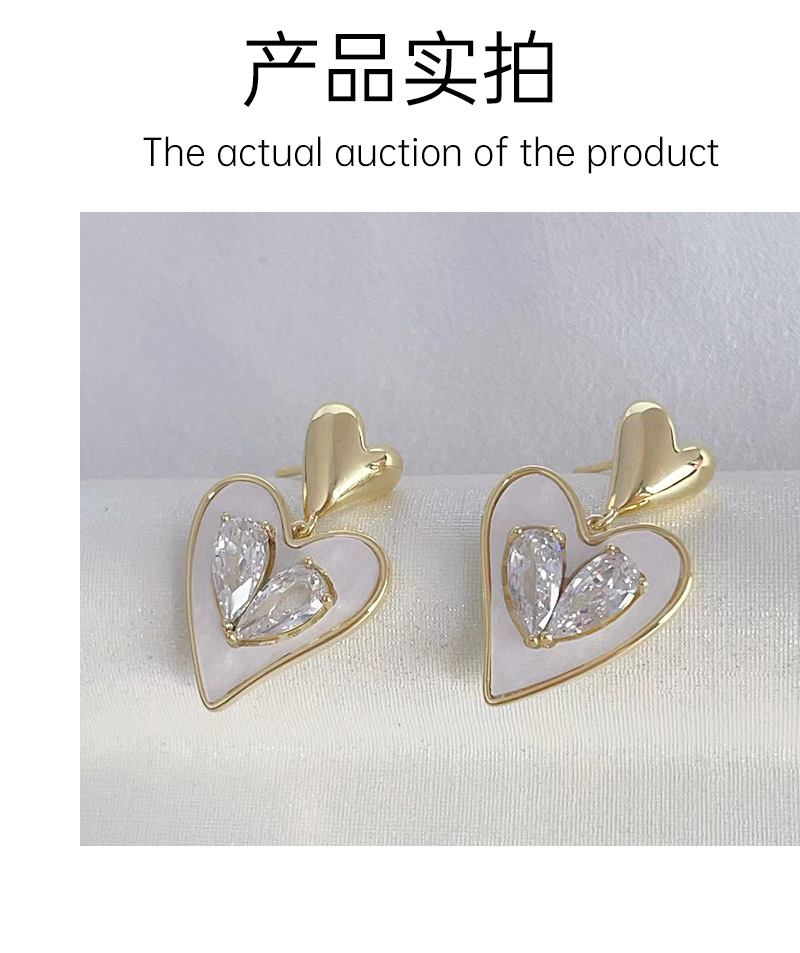 2023新款气质耳环女爱心锆石耳钉小众设计高级感耳坠轻奢风耳饰详情5