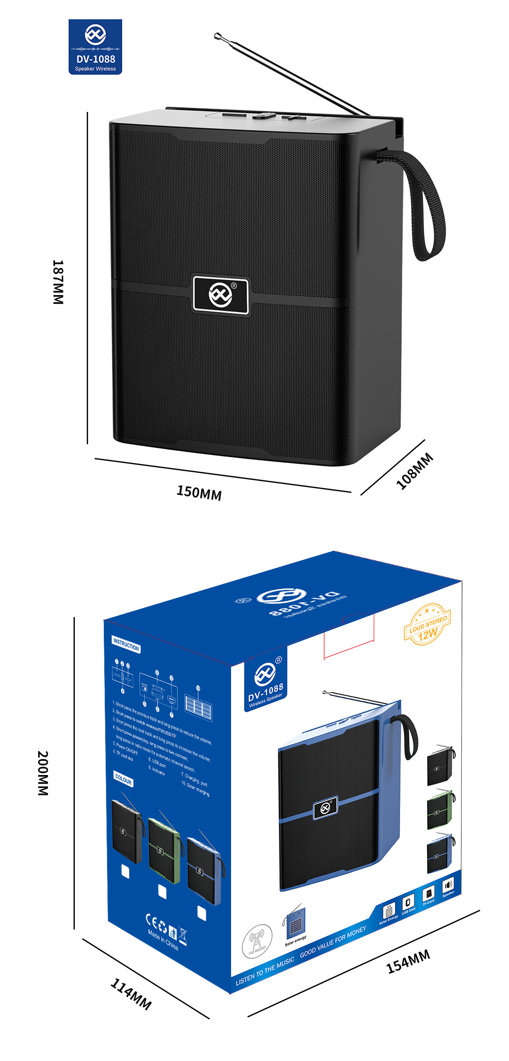 Le Xiangyu cross-border Bluetooth speaker Outdoor high-volume solar player card insertion affects the speaker solar outdoor speaker pic 7
