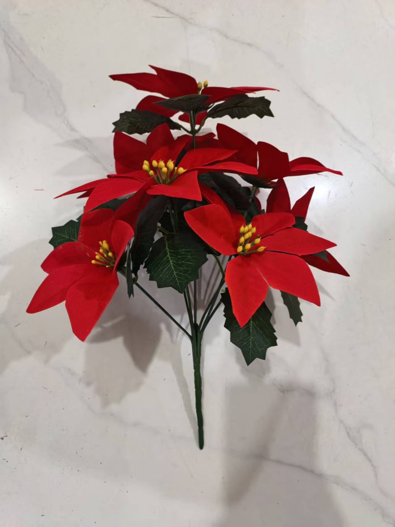 Cross-border Temu Foreign Trade consignment, artificial Christmas bouquets, outdoor floor nails, artificial flowers, Christmas decoration velvet artificial flower factory pic 6