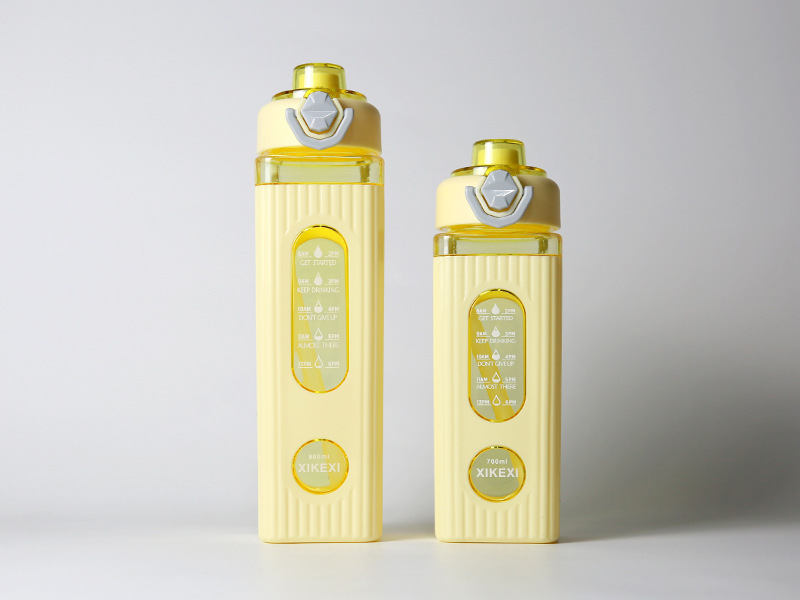 亚马逊创意水杯弹盖手提方形水杯 男户外运动直饮水壶 学生太空杯详情6