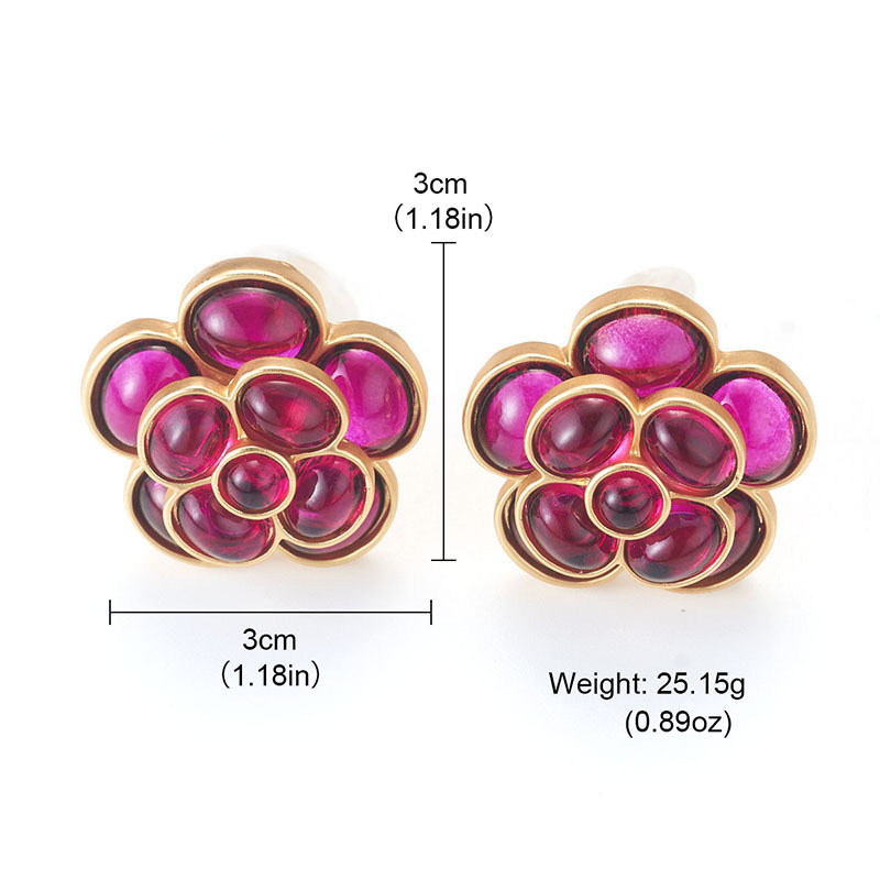 中古vintag耳环西洋古董春季花朵减龄耳夹古法琉璃耳饰小众轻奢女详情17