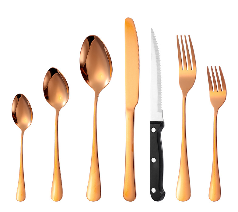 跨境304不锈钢1010刀叉勺餐具24件套不锈钢勺工艺盒礼品西餐具详情14